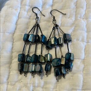 Elegant Blue Beaded Dangle Earrings